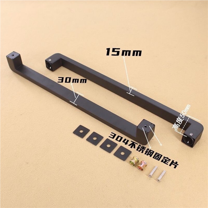 Shower room handle, black glass door, high-end partition door, square handle, shower room thickened L-shaped bathroom handle