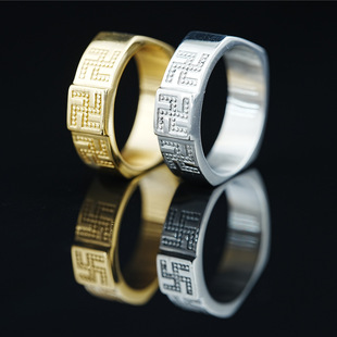 No fading hexagonal European and American cross-border men HD reflective see poker magic props ring
