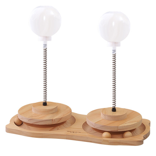 Factory direct sales solid wood turntable cat toy, self-pleasure, teasing, leakage, scratching, and itching, all-in-one cat supplies, one-piece drop shipping