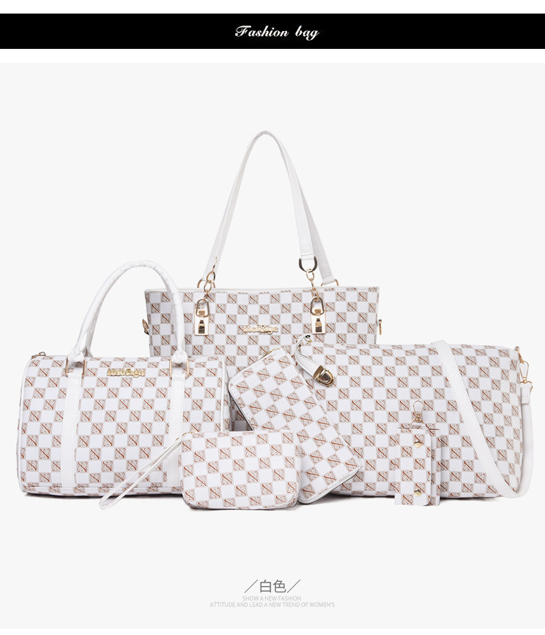 Cross-border 2024 new women's bag, European and American fashion trend printed six-piece set, mother and child bag, hand-held bag, shoulder crossbody bag undefined