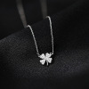 Silver necklace, pendant, four-leaf clover, light luxury style