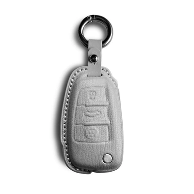 Car key bag: Genuine Leather A4L A7L - audi-c-model-elephant-gray-cover-round-buckle
