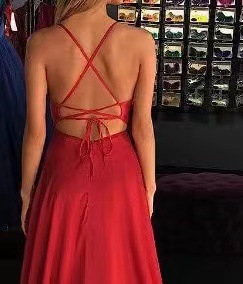 Amazon europeo y americano simple luz azul cielo Cruz espalda vestido de noche formal las mujeres