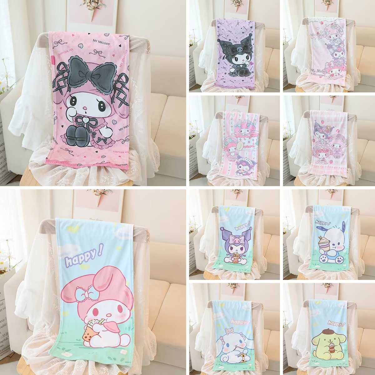 Japanese cute girl heart Melody Coromi large beach towel small towel summer children's towel blanket