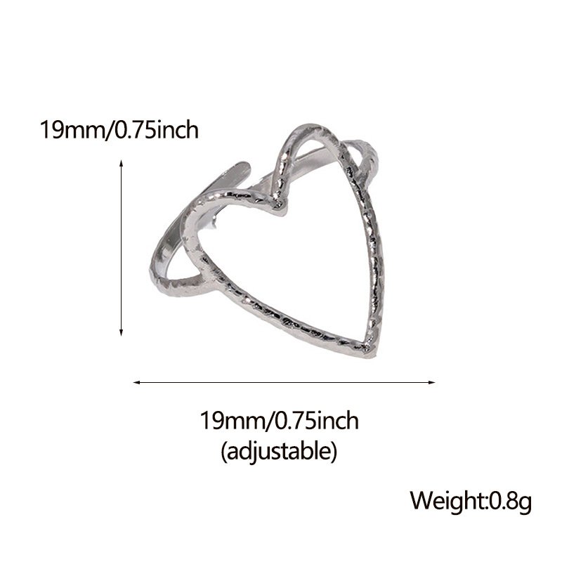 304 Stainless Steel 18K Gold Plated Elegant Retro Plating Geometric Leaf Heart Shape Open Rings display picture 15