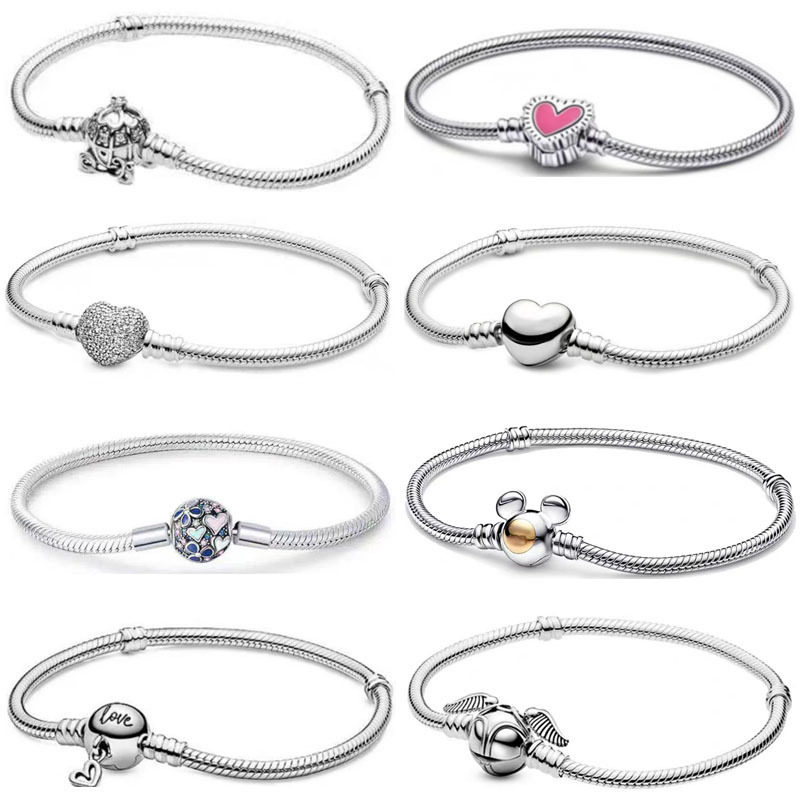 Pan's New White Copper Silver-Plated Bracelet Basic Chain Pumpkin Cart Bracelet Snake Bone Chain Can Be Paired with DIY Beaded Pendants Pan's New White Copper Silver-Plated Bracelet Basic Chain Pumpkin Cart Bracelet Snake Bone Chain Can Be Paired with DIY Beaded Pendants