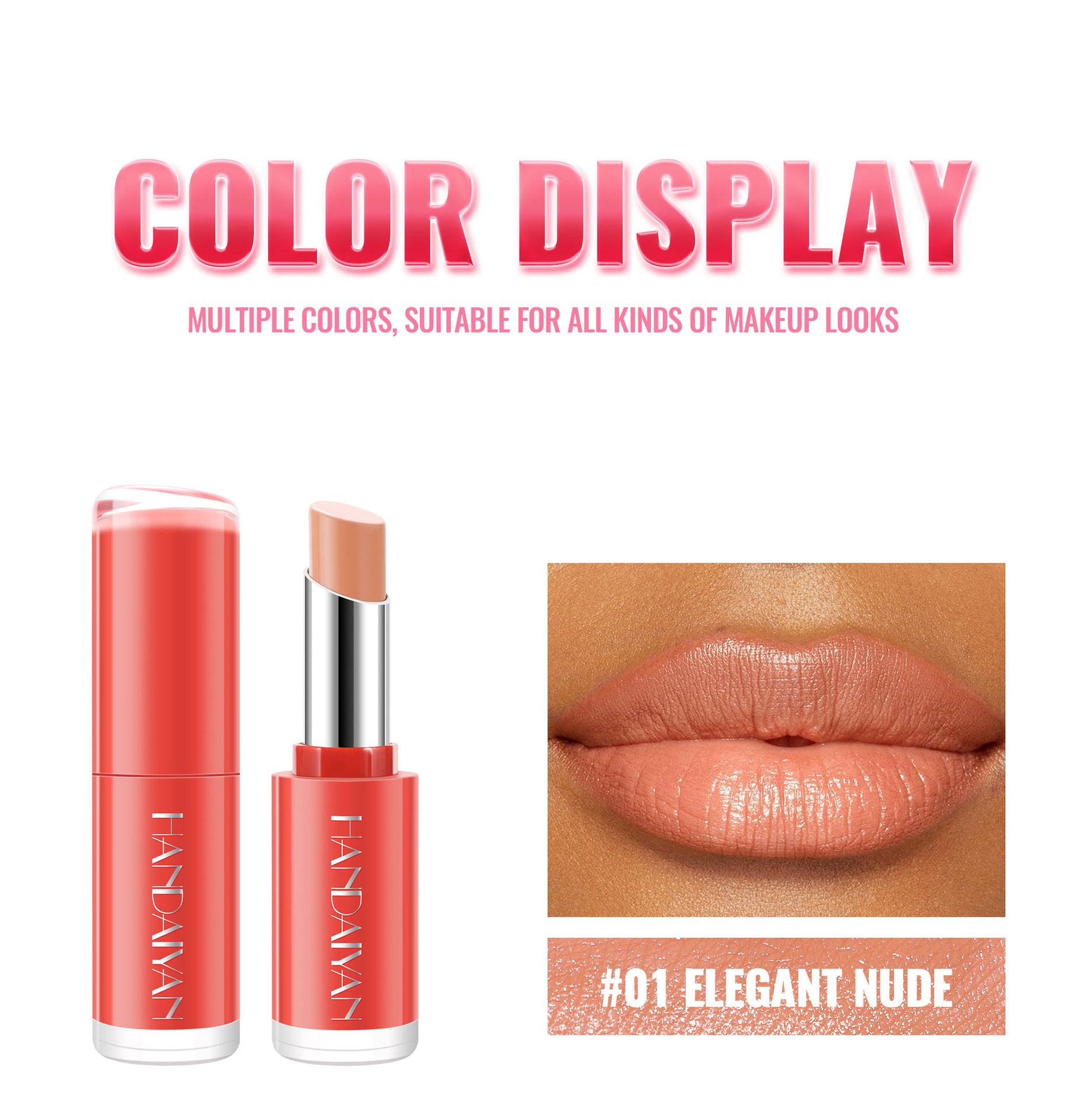 Cross-border waterproof and moisturizing Lipstick HANDAIYAN velvet lipstick enhances complexion. 8-color natural moisturizing lipstick in stock undefined