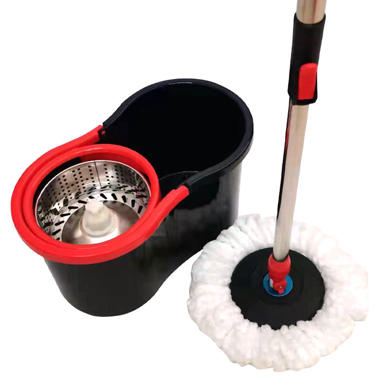 Barril de ocho caracteres sin lavado a mano en seco y húmedo de doble uso para eludir un solo barril de trapeador giratorio de barra de acero inoxidable con conjunto de trapeador de muelle