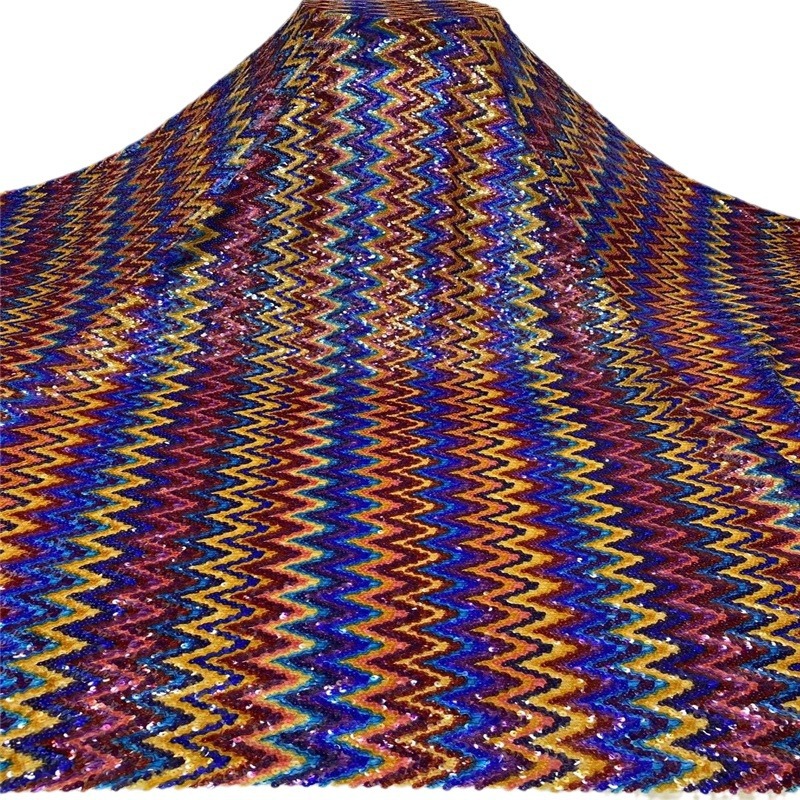 满幅彩色全色亮片绣花婚纱伴娘裙面料新娘礼服旗袍时装绣花料lace