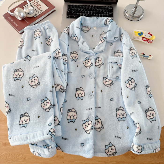 珊瑚绒睡衣女冬天加绒可爱少女网红风秋冬季新款法兰绒家居服批发|undefined