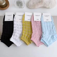 【新款】东大门韩国袜子夏季超薄棉袜甜美格子短袜复古女士短筒袜