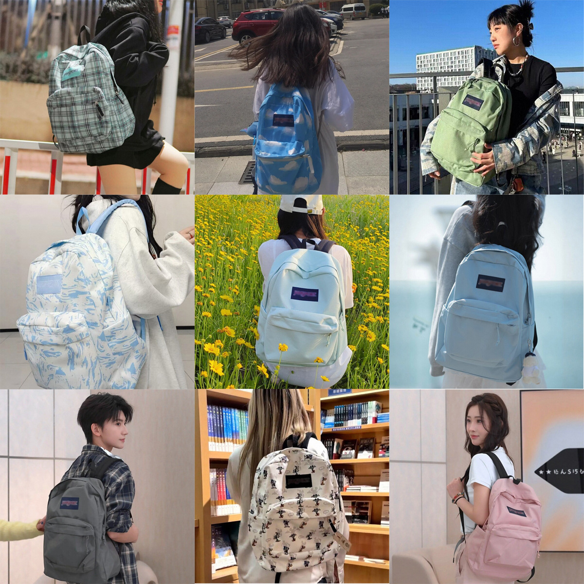 Bolsas de hombro nuevas JS al por mayor transfronterizas para hombres y mujeres, mochilas escolares para estudiantes de Jasper, mochilas de computadora de gran capacidad para estudiantes de secundaria y preparatoria