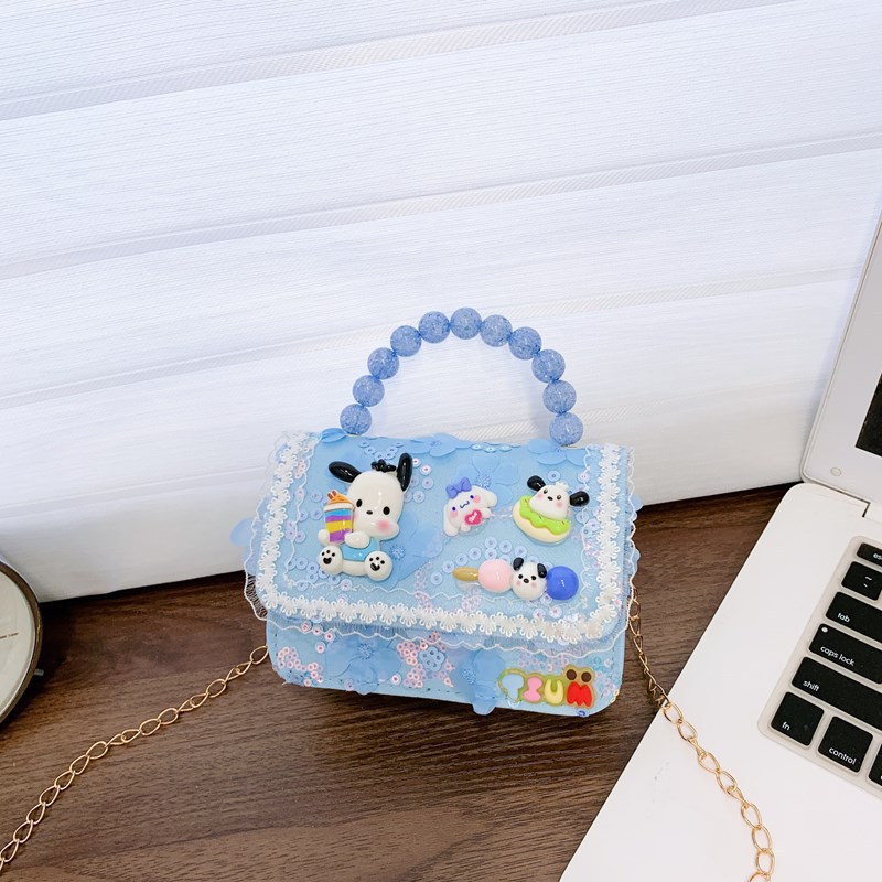 Nueva princesa de dibujos animados bolsos para niños mujeres perlas bolsos portátiles de hombro de chicas de moda encaje mochila