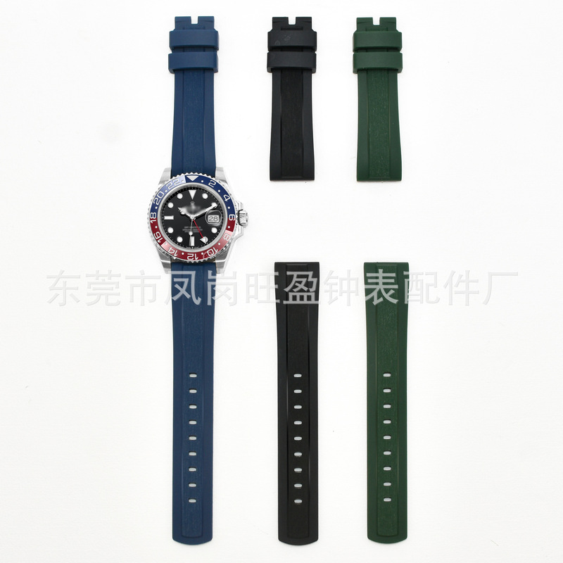 Applicable labor. Shi Strap Men's Green and Black Water Ghost Submariners Ditong Yacht Celebrity Fluororubber Strap 20 22