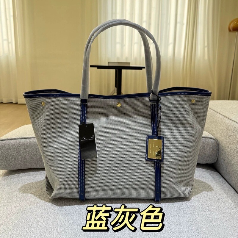 Cross-Border New Style Ralph Canvas Leather Emerie Tote Bag, Fashionable and Elegant Women's Lauren Shopping Bag