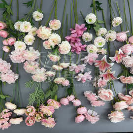 喜庆婚庆花材粉色系仿真花玫瑰花婚礼场景布置路引绢花插花瀑布花