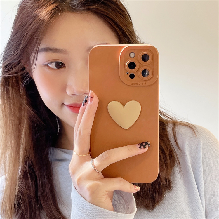 Three-dimensional love for Apple 16 mobile phone case protective mirror iphone15 all-inclusive 12promax protective cover 14 women 11