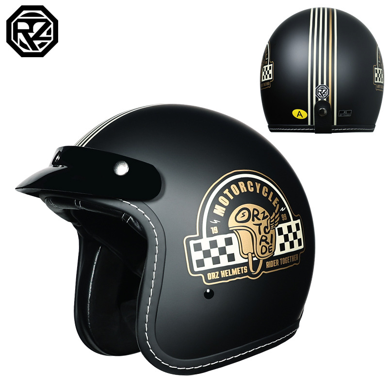Orz casco de motocicleta para hombres y mujeres certificado 3C 3/4 casco retro medio casco locomotora viajero cuatro estaciones Bluetooth