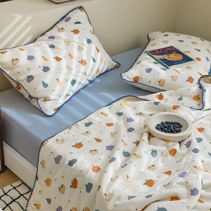 Edredón fresco de verano de fibra de soja de algodón, juego de cuatro piezas de algodón puro para el hogar, edredón de verano lavable a máquina, aire acondicionado individual, edredón fino