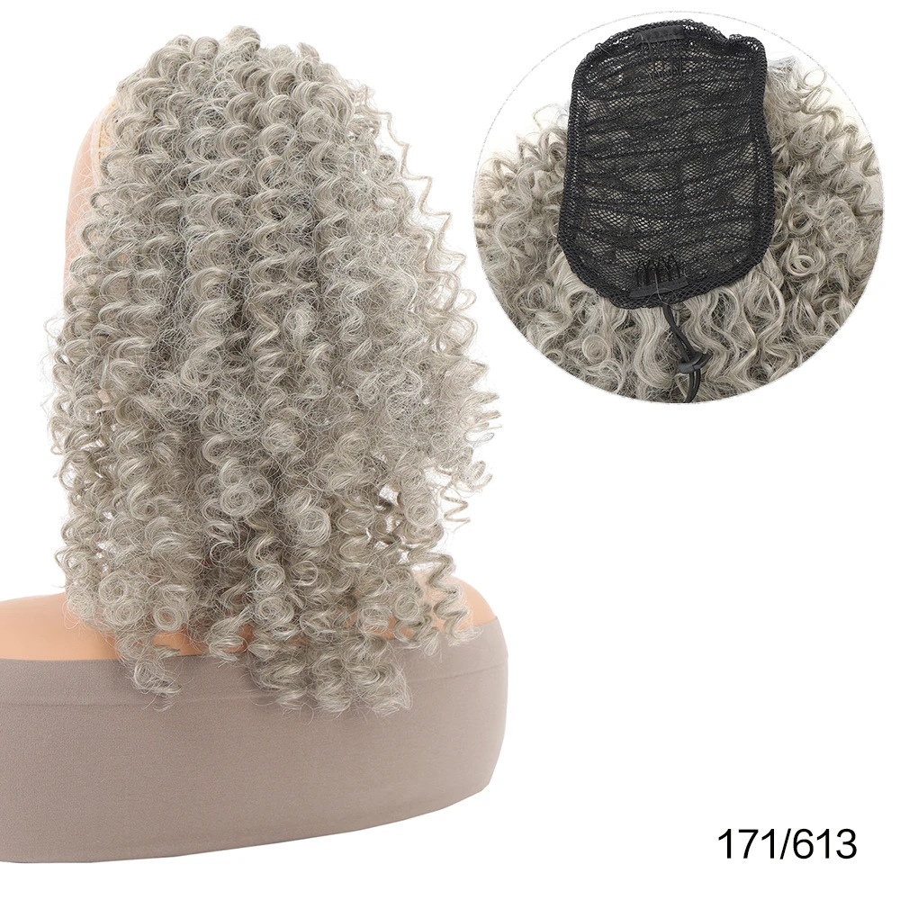 Perucas de comercio exterior de cola de caballo femenina cuerda de dibujo de caballo africana pequeña cabeza explosiva esponjosa fibra química de cola de caballo corta peruca cola de caballo al por mayor