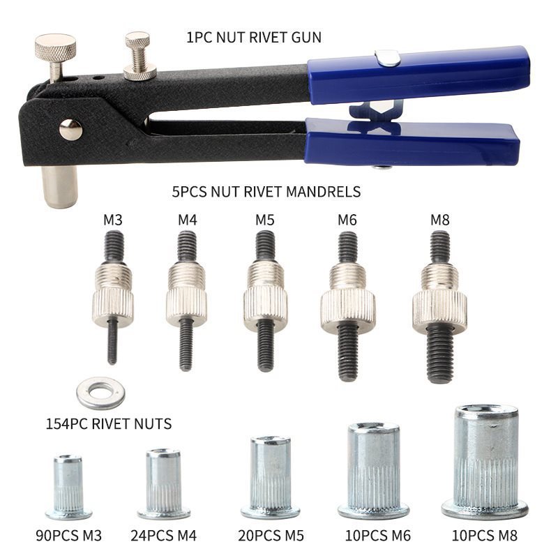 手动拉母枪套装106螺母套餐86件套拉帽枪160pcs拉铆枪铆钉枪套装