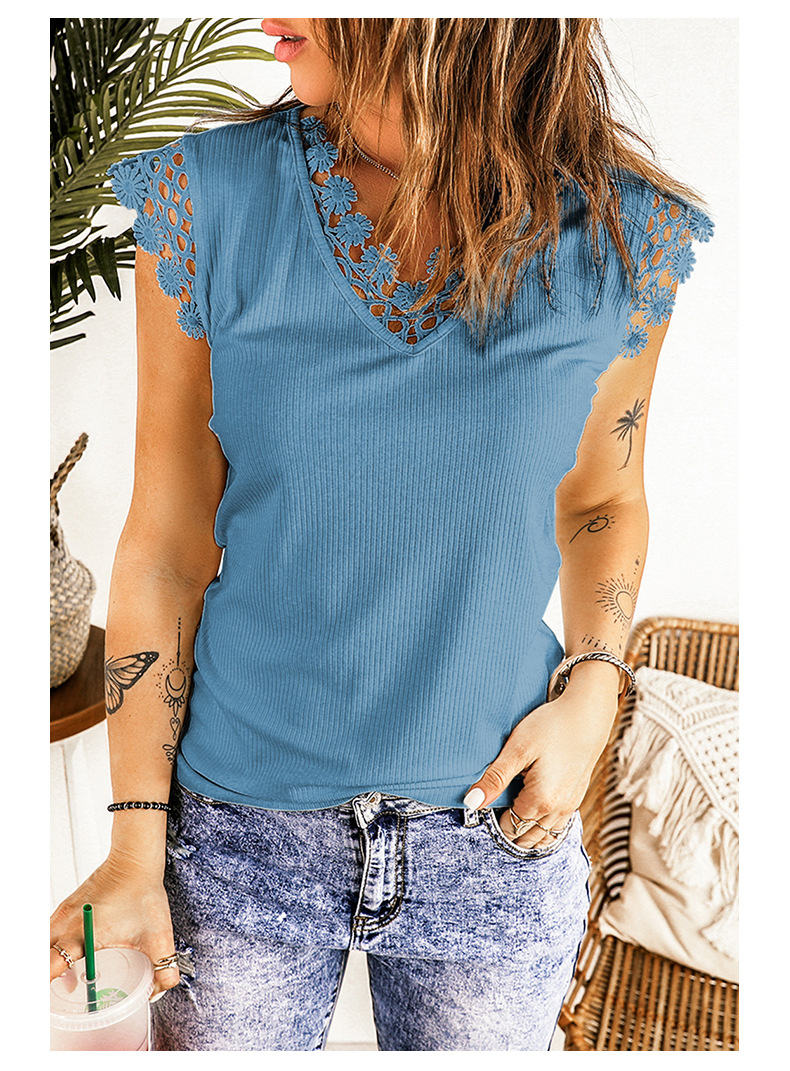 v-neck sleeveless stitching slim solid color vest NSSI130484