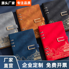 国潮a5活页笔记本加厚/b5复古本子古风简约办公商务日记本批发