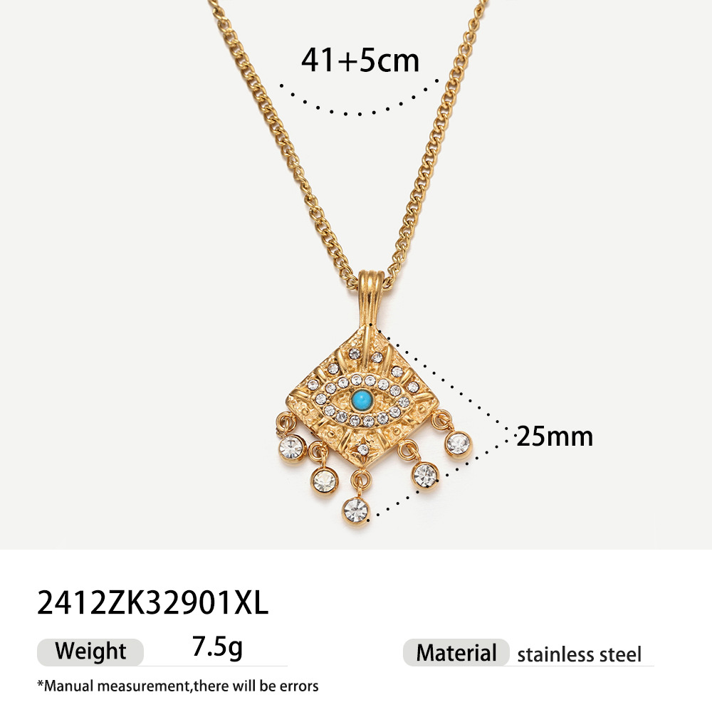Tiana acero titanio diablo ojo cuadrado collar conjunto de anillo de acero inoxidable 18k diamantes de oro zircon joyas de nicho