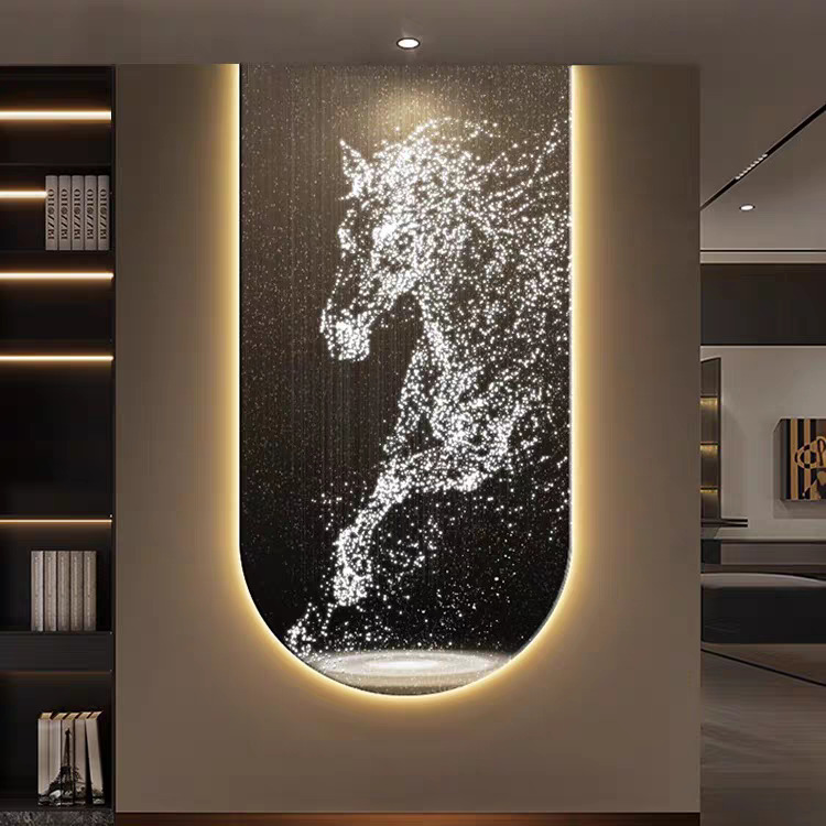 Light Luxury Entrance Hallway Decorative Painting Living Room Advanced Sense Atmospheric Horse Background Wall Hanging Painting Corridor Aisle Luminous Wall