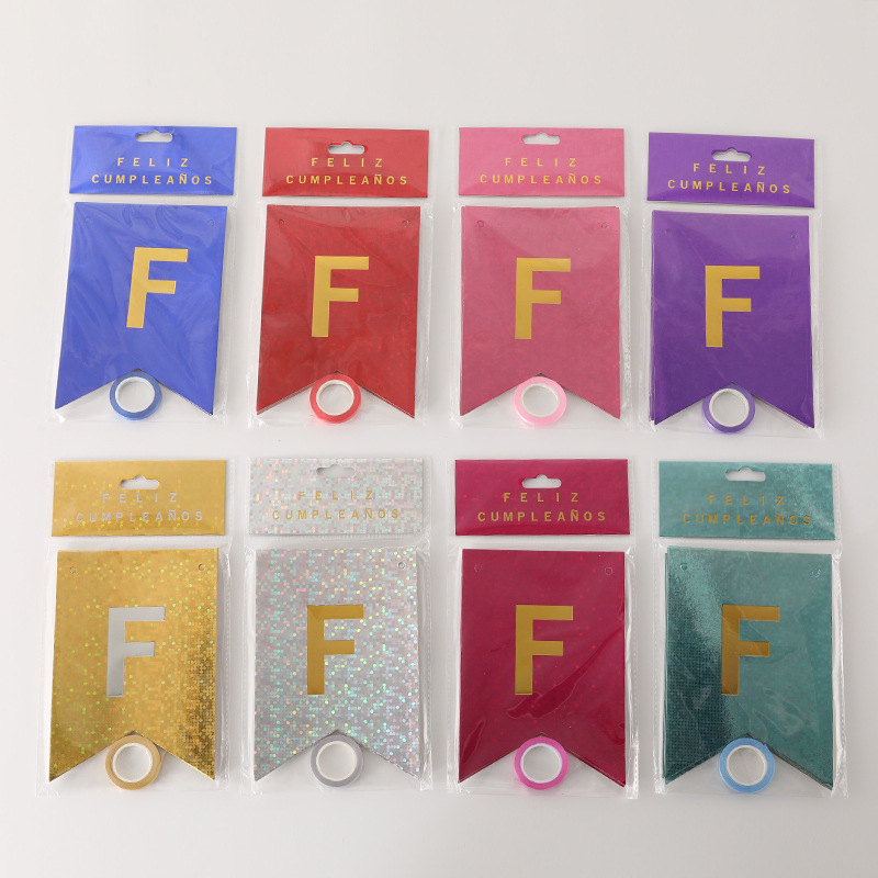 Feliz cumpleaños en español, cola de pez, bandera, láser, fiesta de cumpleaños en español, decoración de escena, fábrica de banderas colgantes al por mayor