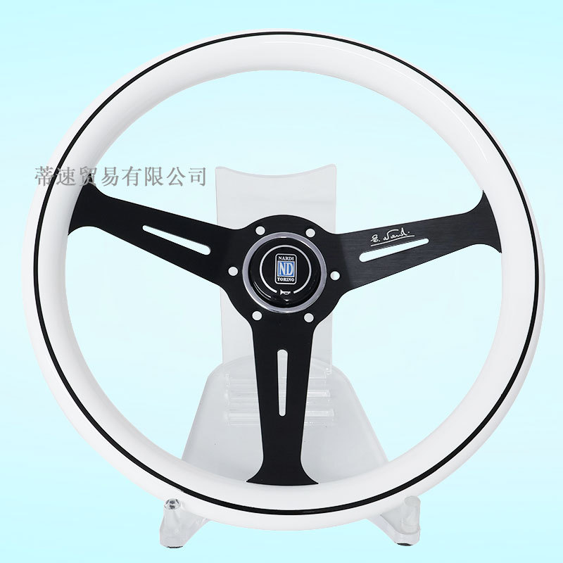 Cross-Border Hot-Selling Nd Universal 14-Inch 350mm White Abs Steering Wheel, Racing Steering Wheel with 74mm Hole Spacing