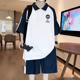夏季休闲运动服Polo衫套装男时尚潮牌青少年初中高中学生短袖短裤