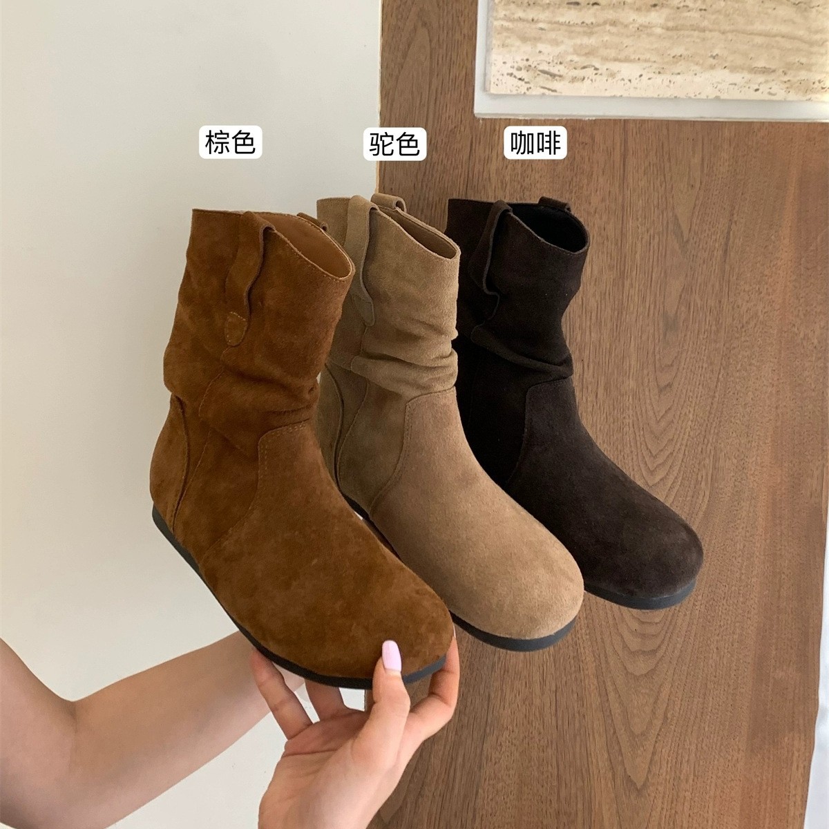 Genuine Leather Martin Boots Women's Shoes Height Increased 2024 New Autumn and Winter Vintage Heap Boots Korean Style Skinny Short Boots