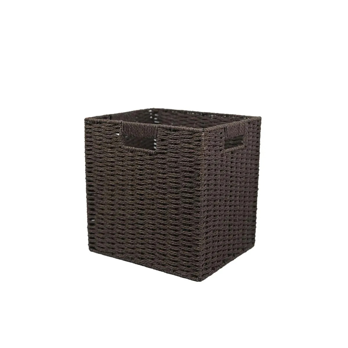 Brown three-button hand rattan storage basket 29*29*29cm