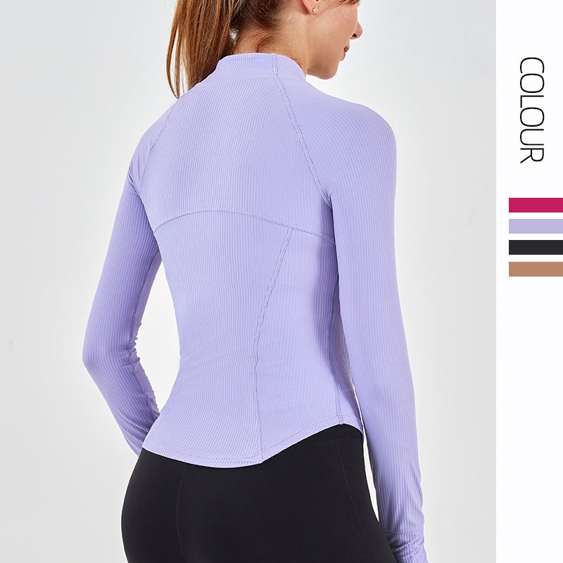 Lulu mismo estilo collar SLIM-Fit ropa de yoga mujeres creora Xiaoxing alto elástico suave hilo cremallera bolsillo ropa de entrenamiento