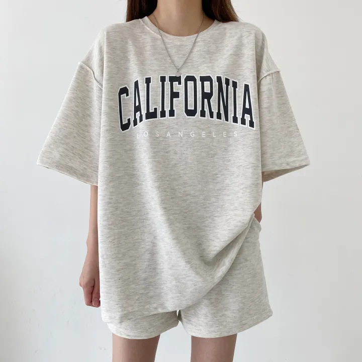 Factory summer short-sleeved shorts suit women's loose slimming white comfortable casual sportswear suit two-piece Korean style