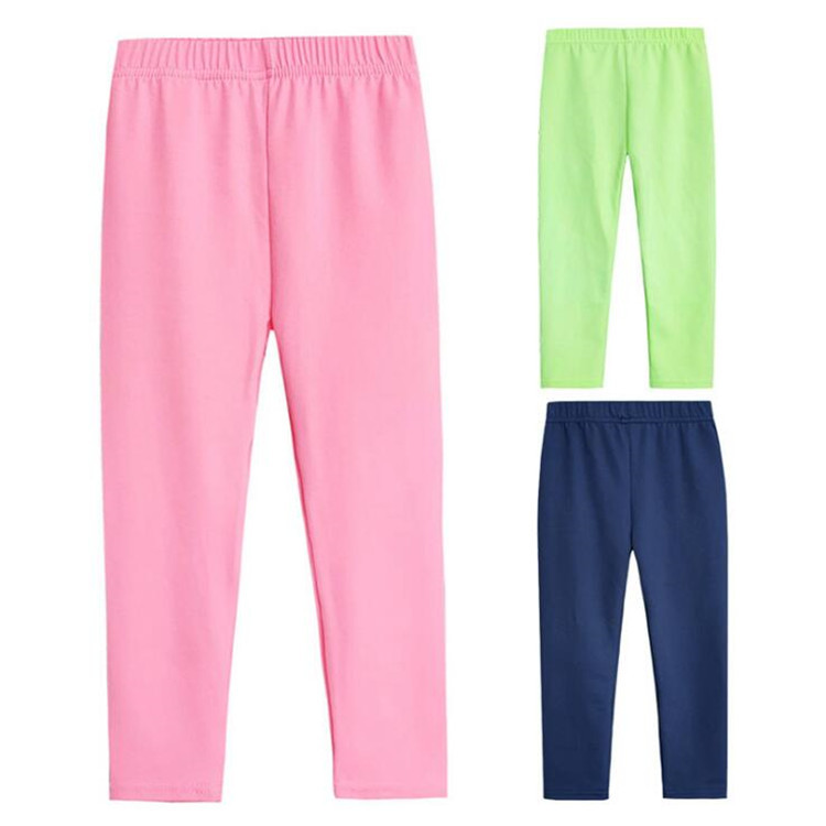 Candy-colored girls' milk silk double-sided brushed leggings, thin style for spring and autumn, suitable for toddlers and preschoolers, children's clothing.