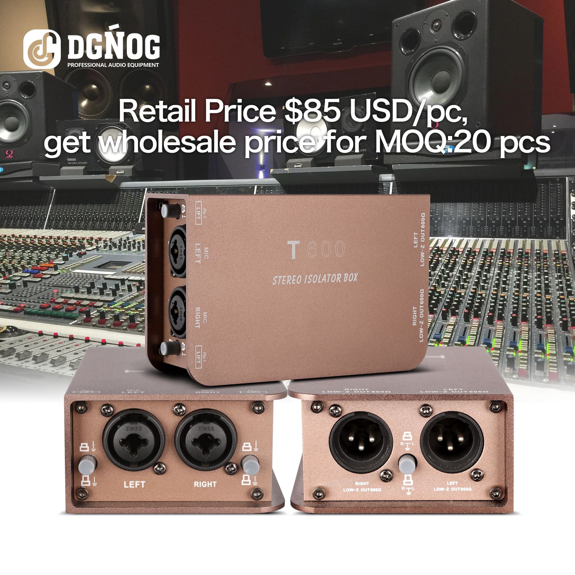 T600双通道无源被动式音频隔离器变压器会议室酒吧专业演出舞台