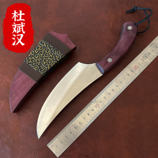 Solid wood rosewood handle butcher knife forging Sharp portable fruit knife waist hanging with sheath retro collection knife