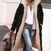 亚马逊爆款外套加长加绒超厚两面穿女士外套冬季欧美爆款棉衣