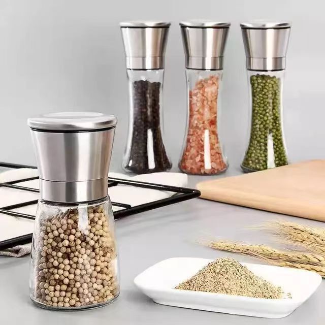 Stainless steel pepper grinder manual grinding bottle stall grinder seasoning bottle pepper sea salt grinder wholesale
