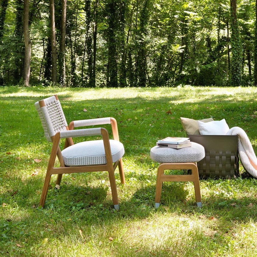 Sofá al aire libre terraza de hotel jardín patio terraza diseñador de madera maciza tela de caña de tres piezas de teca muebles casuales image 13