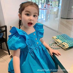 Baby girl summer clothes for children 2024 new Korean style princess skirt girls skirt children's style puff sleeve dress