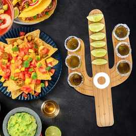 木质酒杯架仙人掌造型威士忌酒杯托酒吧调酒工具盐边盒烈酒杯托