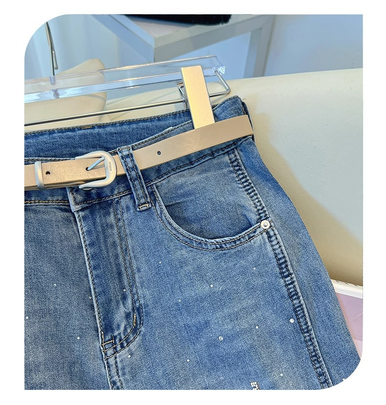Women's High Waist Rhinestone Embellished Wide Leg Jeans Loose Fit Slimming Straight Leg Drape Autumn/Winter Fashion_ecoleips.com