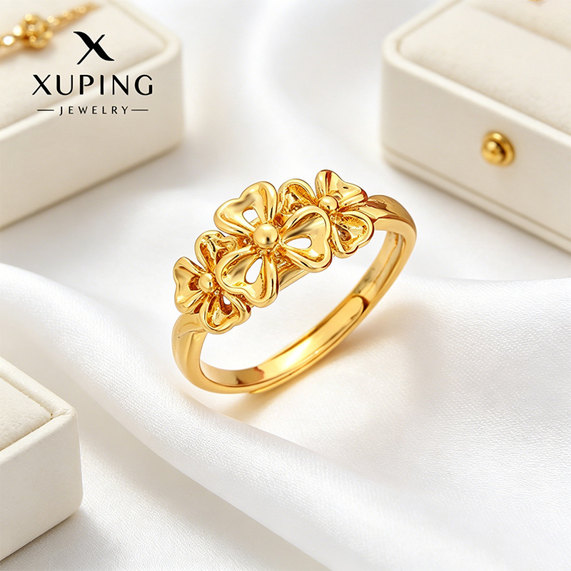 Xuping simple imitación de flores de oro ajustable anillo de aleación de cobre chapado en 24k nicho de color anillo transfronterizo de Europa y América para mujeres