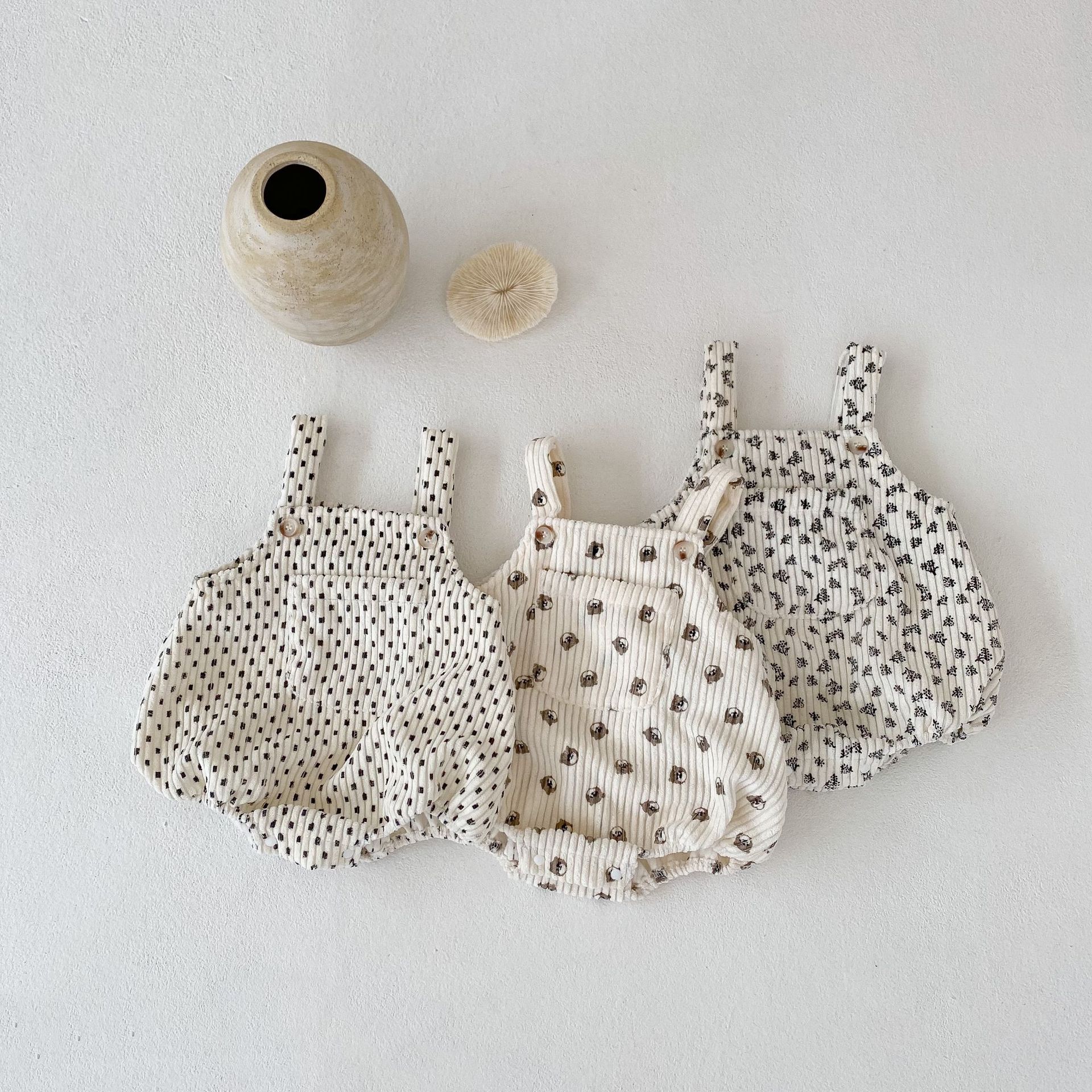 2024 Spring Autumn Baby Boys and Girls Printed Straps, Bags, Butt Clothes, 0-2 Year Old Cotton jumpsuit, Crawler Clothes_voghion.com