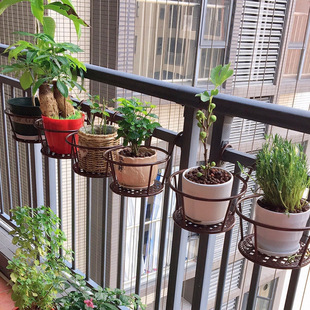 Balcony Flower Rack Potted Plants Indoor Hanging Orchid Pothos Flower Pot Rack Balcony Railing Flower Rack Wall Hanging Green Plant Flower Rack