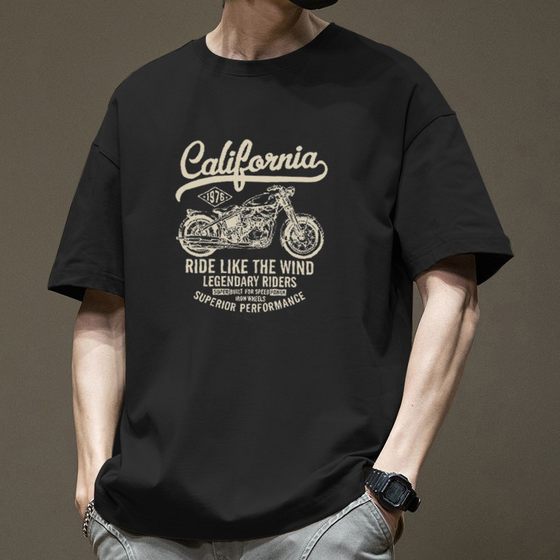Men's Summer Casual Short-sleeved T-shirt Trendy Brand Vintage Printed All-match Handsome Men's Half-sleeved Sports Top