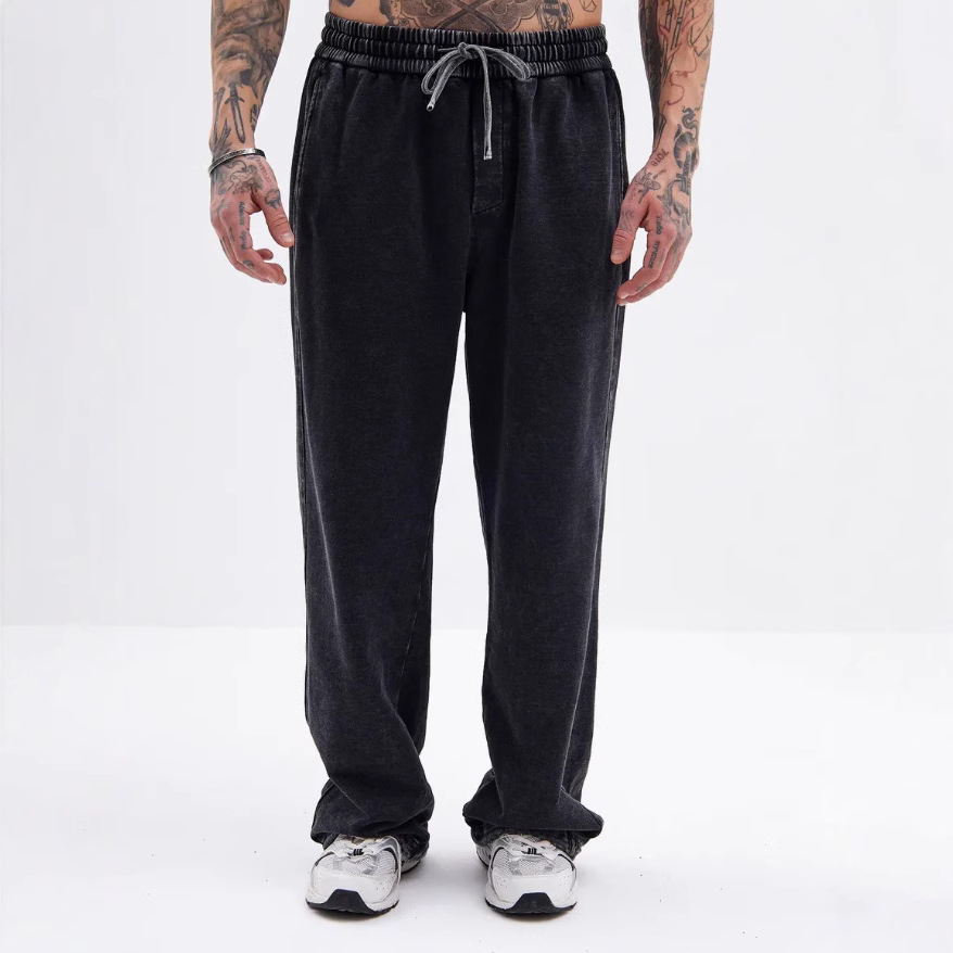 2025 transfronterizo hacer pantalones de agua viejos pantalones de marca de moda logotipo pantalones retro recto pantalones casuales de alta elasticidad